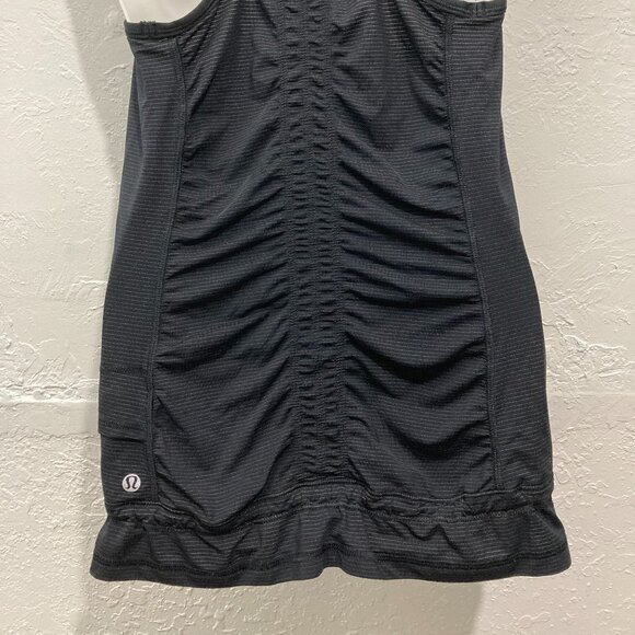 Lululemon Tank Top Women's Run Energy Racerback Black Cinch Waist Striped Size 6 - Picture 7 of 12